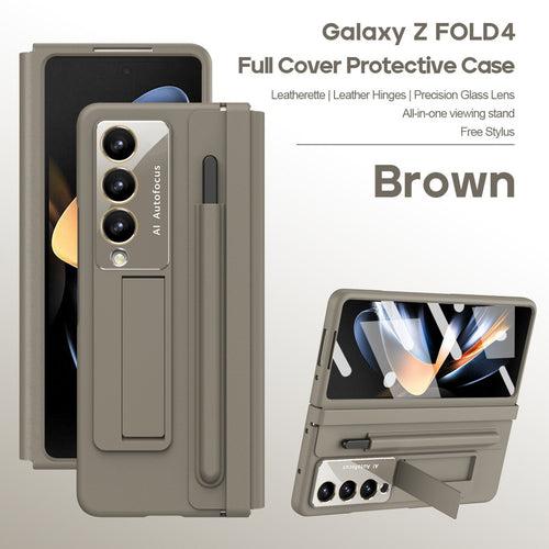 Stretchable Leather Hinge Folding Kickstand Case - Samsung