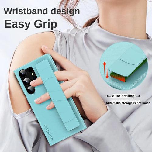 Luxury Plain PU Leather Wristband Case - Samsung