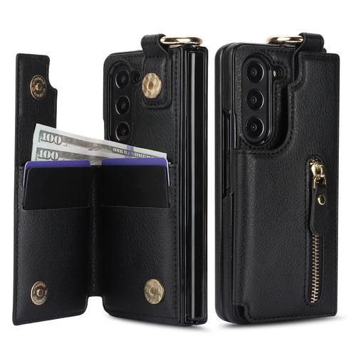 Elegant Ring Buckle Leather Wallet Case - Samsung