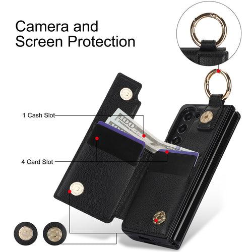 Elegant Ring Buckle Leather Wallet Case - Samsung