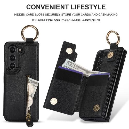 Elegant Ring Buckle Leather Wallet Case - Samsung