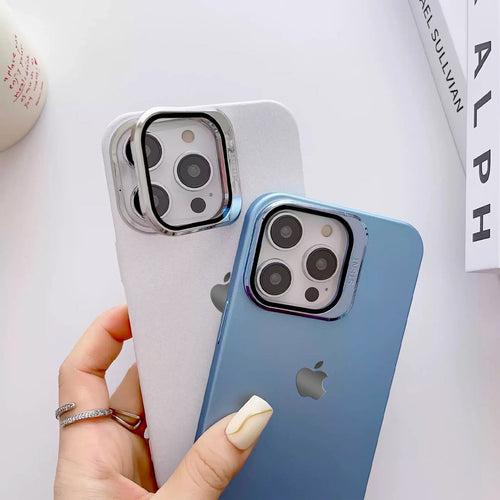 iPhone 14 Series Clear Camera Protector Hidden Stand Logo Case