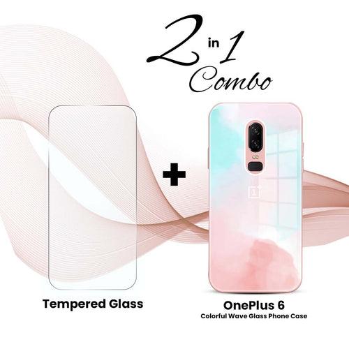 OnePlus (2 in 1 Combo) - Colorful Wave Glass Phone Case + Tempered Glass