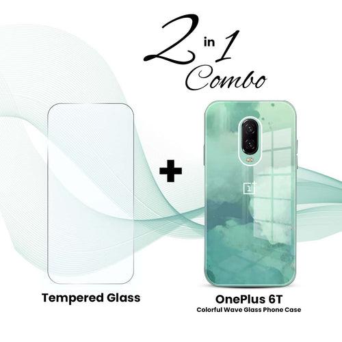 OnePlus (2 in 1 Combo) - Colorful Wave Glass Phone Case + Tempered Glass