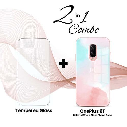 OnePlus (2 in 1 Combo) - Colorful Wave Glass Phone Case + Tempered Glass