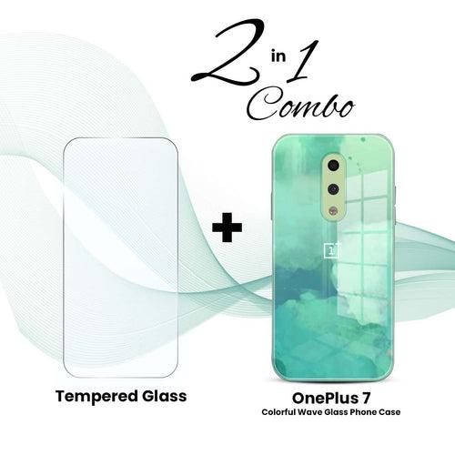 OnePlus (2 in 1 Combo) - Colorful Wave Glass Phone Case + Tempered Glass