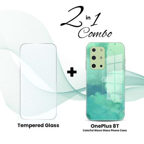 OnePlus (2 in 1 Combo) - Colorful Wave Glass Phone Case + Tempered Glass