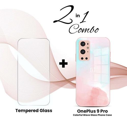 OnePlus (2 in 1 Combo) - Colorful Wave Glass Phone Case + Tempered Glass