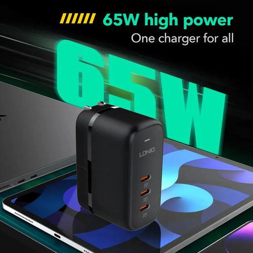 Turbo Flow 65W 3-Port USB-C Power Adapter