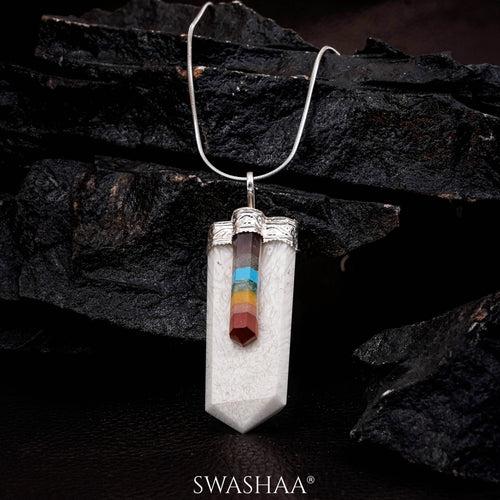 Ethereal Scolecite Chakra Essence Men's Chain Pendant | Natural Stone