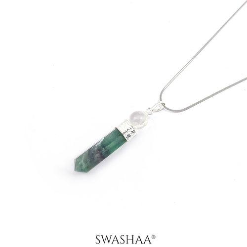 Verdant Visions Fluorite Men's Chain Pendant | Natural Stone