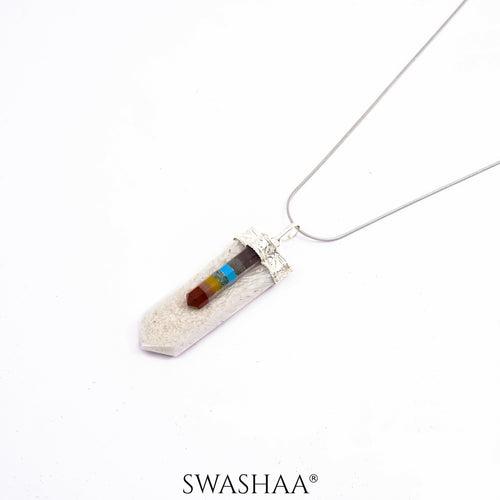 Ethereal Scolecite Chakra Essence Men's Chain Pendant | Natural Stone