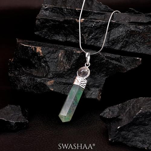 Verdant Visions Fluorite Men's Chain Pendant | Natural Stone