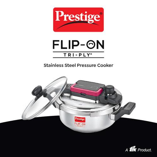 Prestige FLIP-ON TRI-PLY Stainless Steel Pressure Cooker with Glass Lid 18cm | 2 Litres - 20710