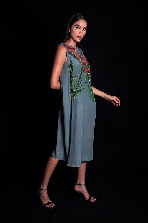 SEESA- Titanium Long Dress With Highlights