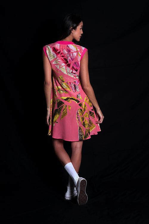 SEESA - Tea Rose Dress With Broken Flower Print