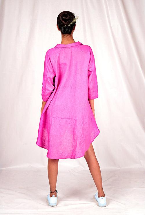 SEESA-Pink asymmetrical overshirt with embroidery details