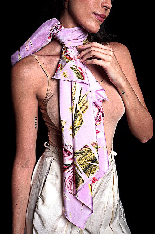 SEESA- Purple Rose Scarf With Floral Print