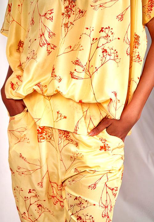 SEESA - Yellow loose-fit printed jumpsuit