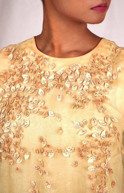 SEESA-Yellow hued organza dress with embroidery details