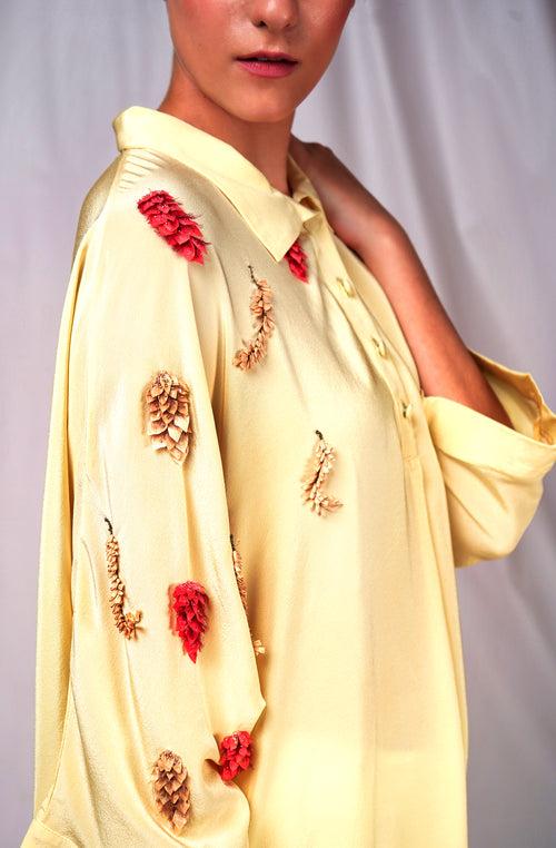 SEESA-Yellow-collared top with embroidery details