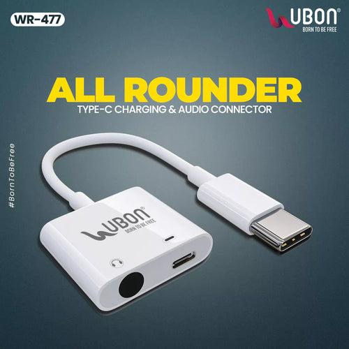 Ubon 2-in-1, All Rounder WR-477 Type-C Charging & Audio Connector