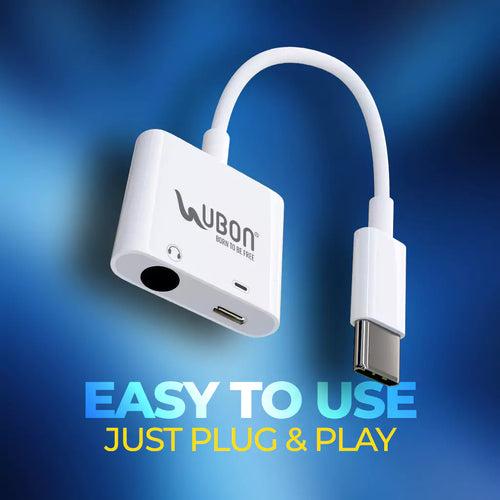 Ubon 2-in-1, All Rounder WR-477 Type-C Charging & Audio Connector