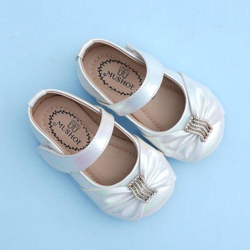 White & Golden Belly Shoes for Baby Girls