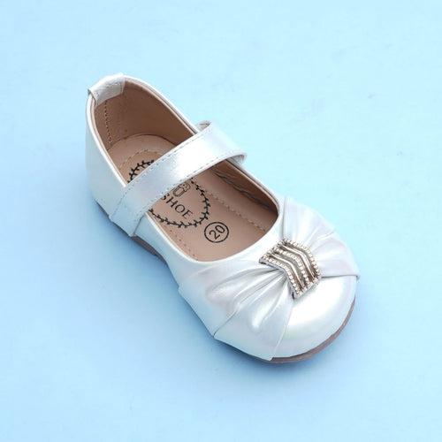 White & Golden Belly Shoes for Baby Girls