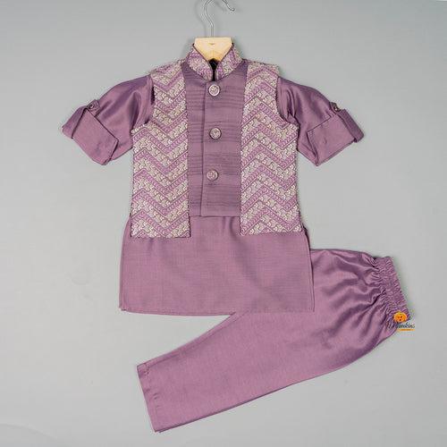 Purple & Sea Green Boys Kurta Pajama