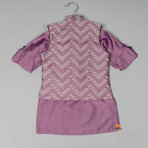 Purple & Sea Green Boys Kurta Pajama