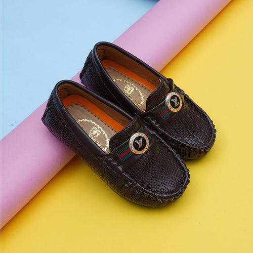 Grey & Brown Boys Loafers Shoes