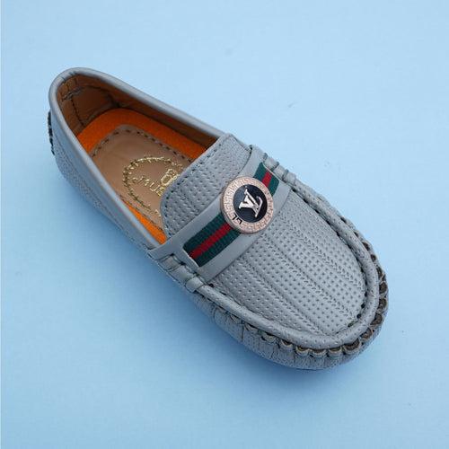 Grey & Brown Boys Loafers Shoes