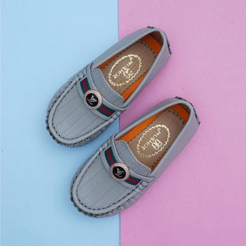 Grey & Brown Boys Loafers Shoes