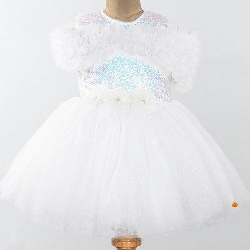 White & Pink Glittery Girls Frock