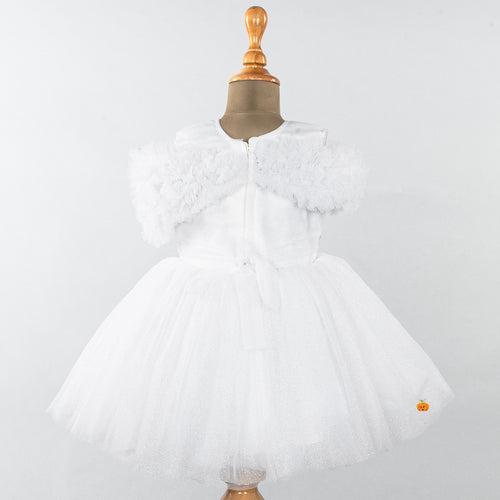 White & Pink Glittery Girls Frock