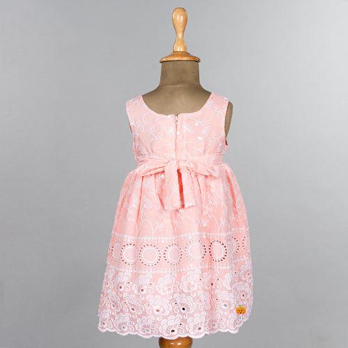 Peach Cotton Frock for Girls