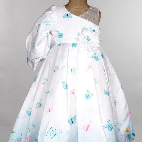 Butterflies Printed Girlish Gown