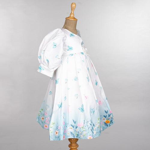 Butterflies Printed Girlish Gown