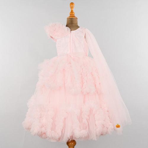 Peach Net Gown for Girls