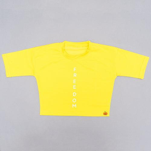 Yellow Half Sleeves Girls Top