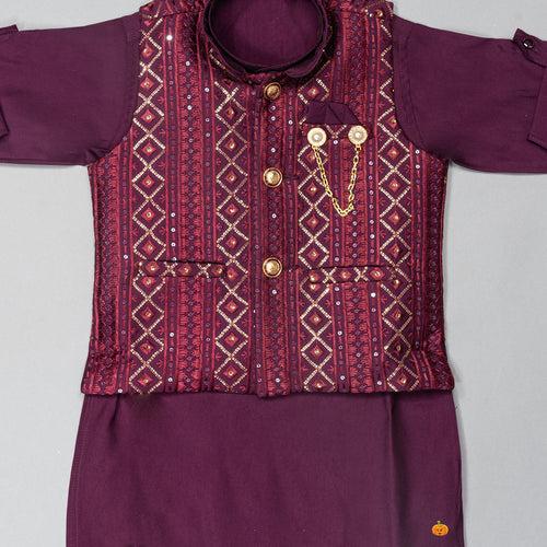 Wine & Rama Boys Kurta Pajama