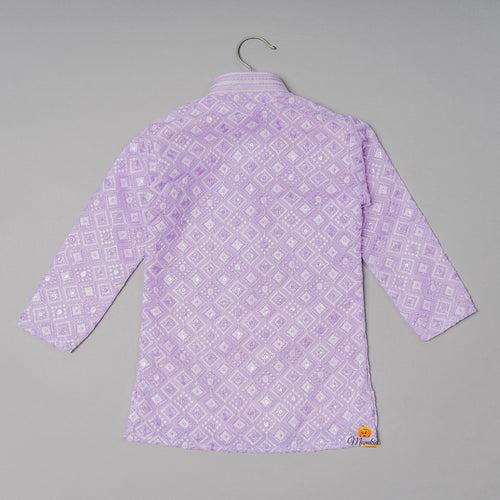 Purple Embroidered Kurta Pajama for Boys