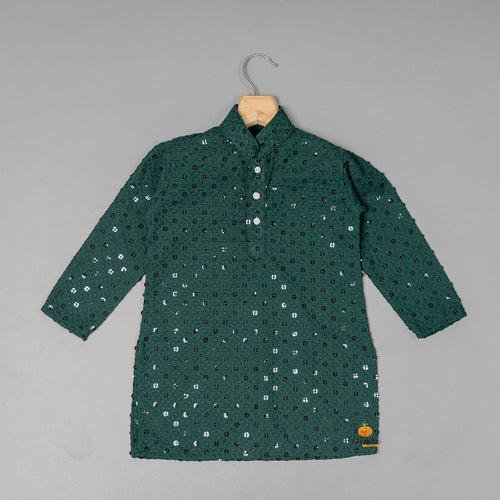 Green Sequin Kurta Pajama for  Boys