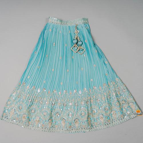 Sea Green Girls Lehenga Choli with Dupatta