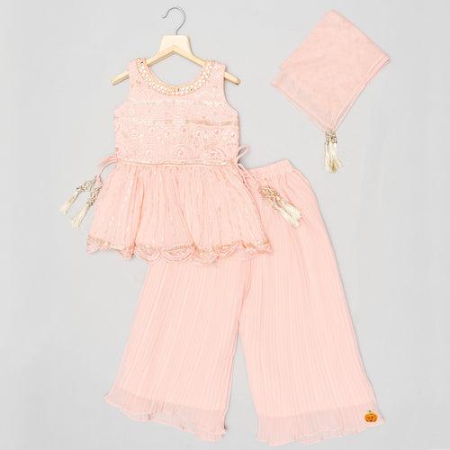 Onion & Cream Palazzo Suit for Girls