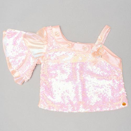 Peach Sequin Skirt & Top for Kids