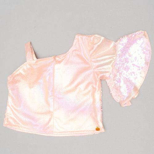 Peach Sequin Skirt & Top for Kids