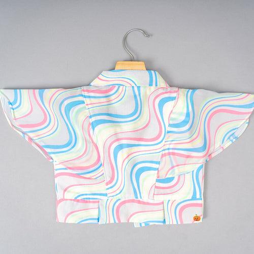 Wavy Stripes Pattern Girls Co-ord Set