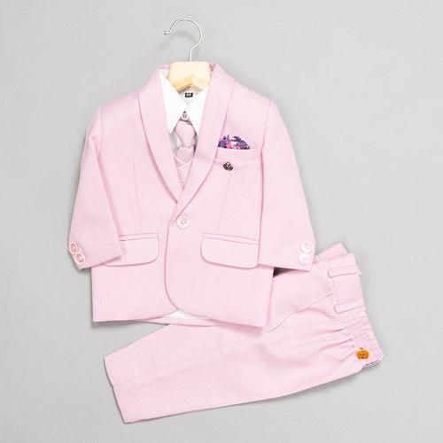 Pink Solid Boys Suit